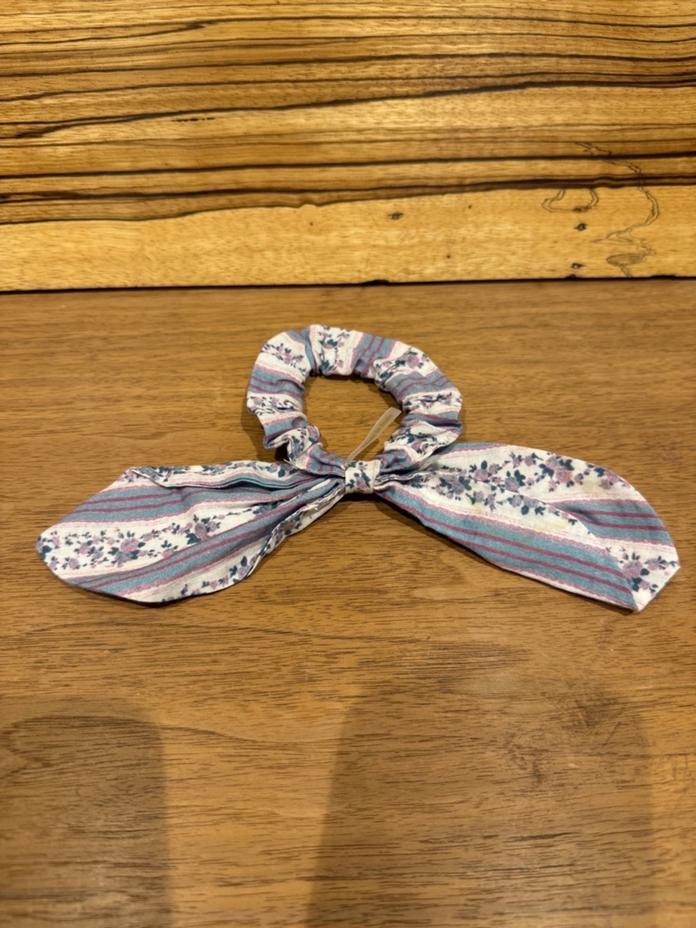 LoveShackFancy Floral Striped Bow Scrunchie O/S